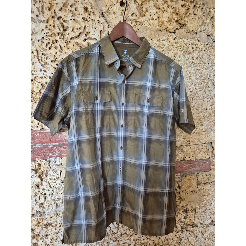 KÜHL Mens Medium Brown Plaid Long Sleeve Button Up Hiking Outdoor Shirt